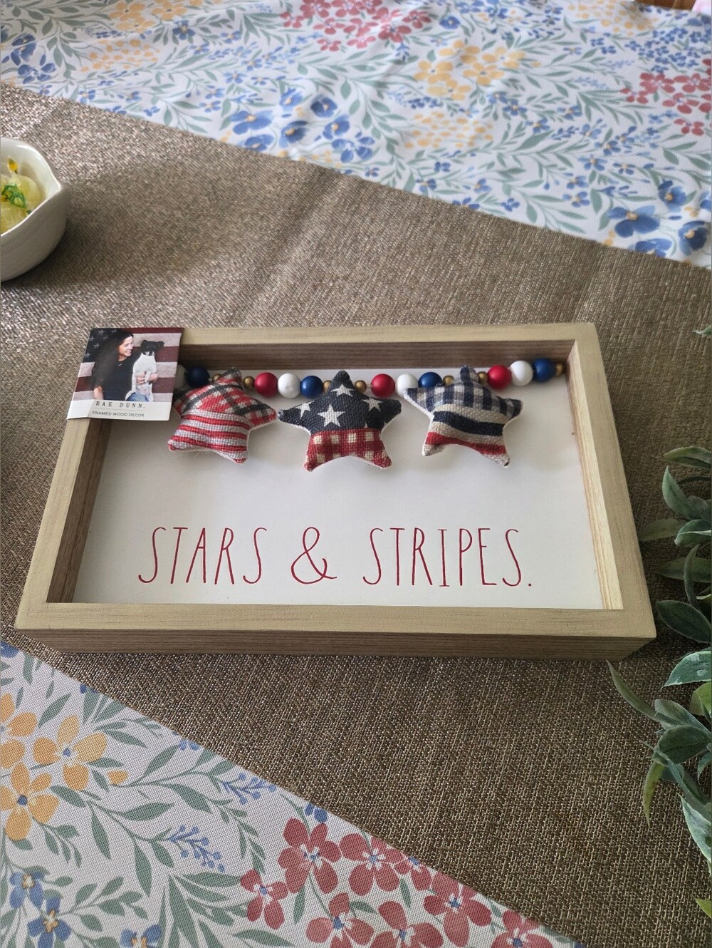 Rae Dunn Stars & Stripes Wooden Sign - Red, White, Blue